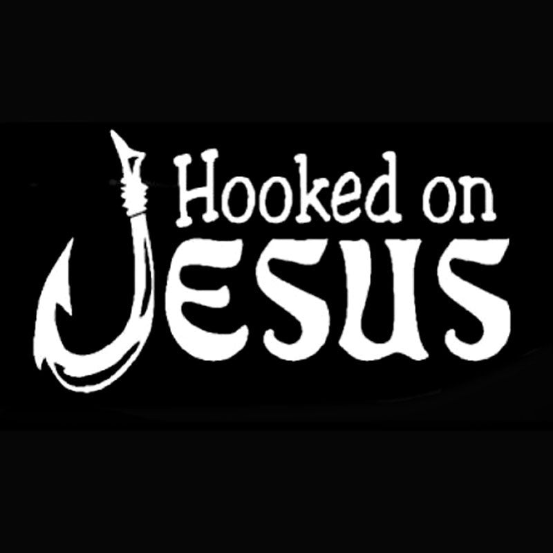 2018 NEW 14CM*7.8CM Hooked On Jesus Christian Fishing Car Sticker Cartoon  Car Styling Accessories