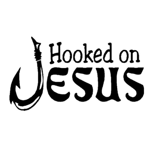 2018 NEW 14CM*7.8CM Hooked On Jesus Christian Fishing Car Sticker Cartoon  Car Styling Accessories