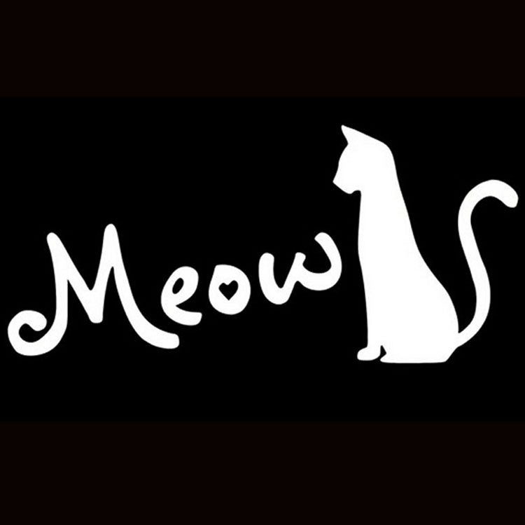 15*6.8CM MEOW Cat Lovers Animal Fun Car Sticker Decal Motorcycle Car Styling Black/Silver/red/white