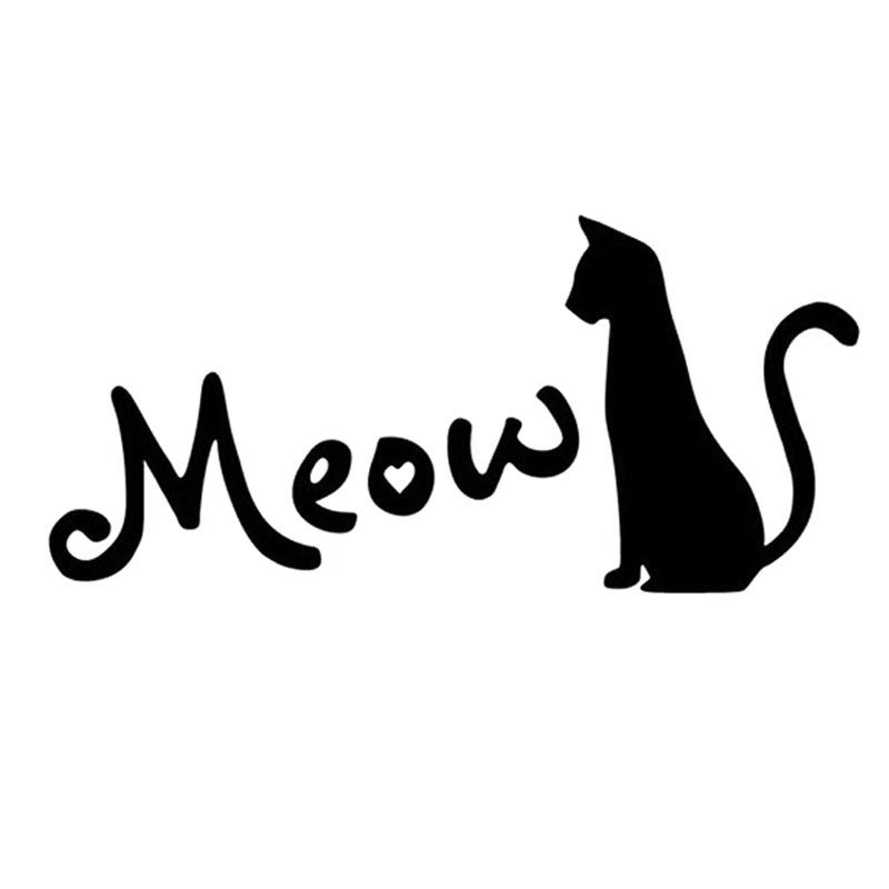 15*6.8CM MEOW Cat Lovers Animal Fun Car Sticker Decal Motorcycle Car Styling Black/Silver/red/white