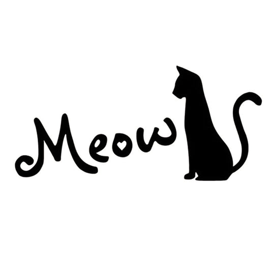 15*6.8CM MEOW Cat Lovers Animal Fun Car Sticker Decal Motorcycle Car Styling Black/Silver/red/white