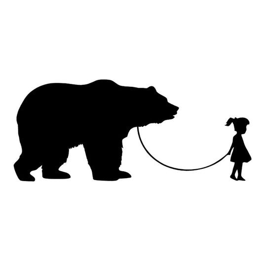 17.8*7.6CM Girl Walking A Bear Decorative Animal Car Stickers Vinyl Car Body Decal