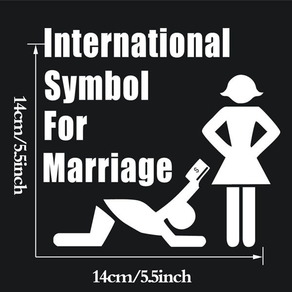 High-quality 1PCS 14*14cm International Symbol For Marriage Removable Vinyl Funny Car Sticker Car Styling Decals For Car Window Bumper