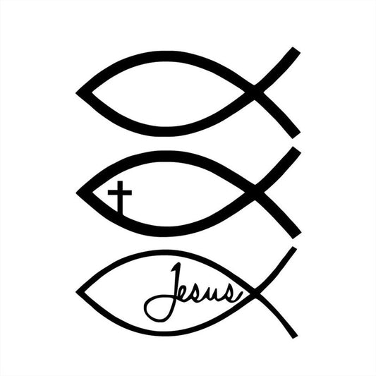 New Hot 9.6CM*12.8CM Jesus Fish God Christian Cross Vinyl Sticker Decal Car Sticker