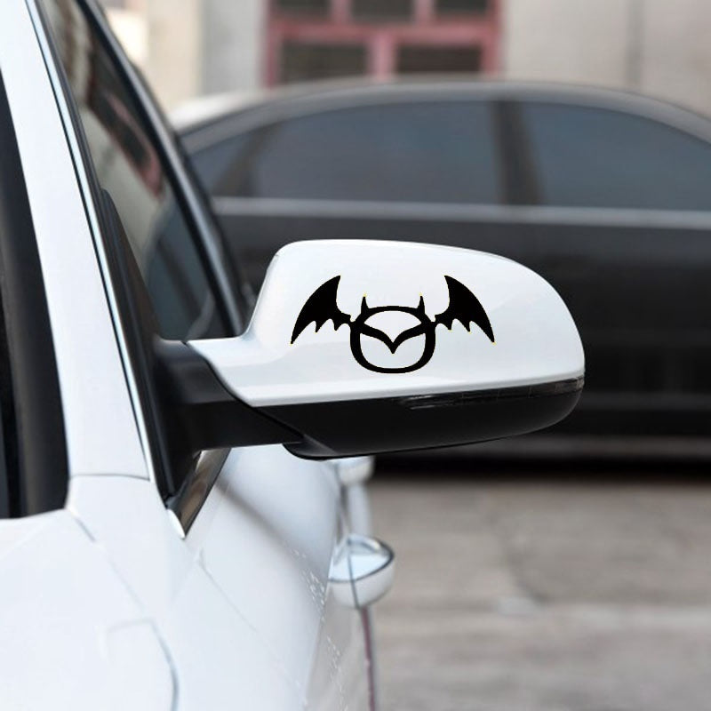 New Hot 1 Pair 12*5cm Funny Cartoon Devil Bat Vinyl Car Rearview Mirror Stickers Decal Car-Styling Decoration