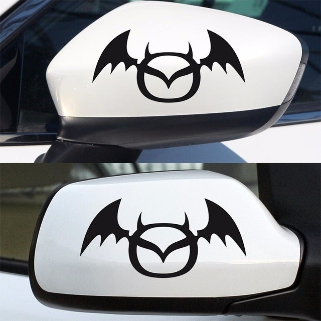 New Hot 1 Pair 12*5cm Funny Cartoon Devil Bat Vinyl Car Rearview Mirror Stickers Decal Car-Styling Decoration