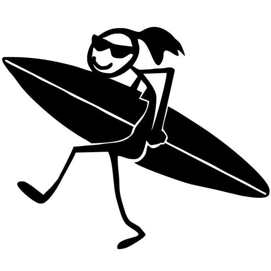 Fashion 15.8CM*13.2CM Personality  Surfing Girl Cartoon Car Stickers Decal