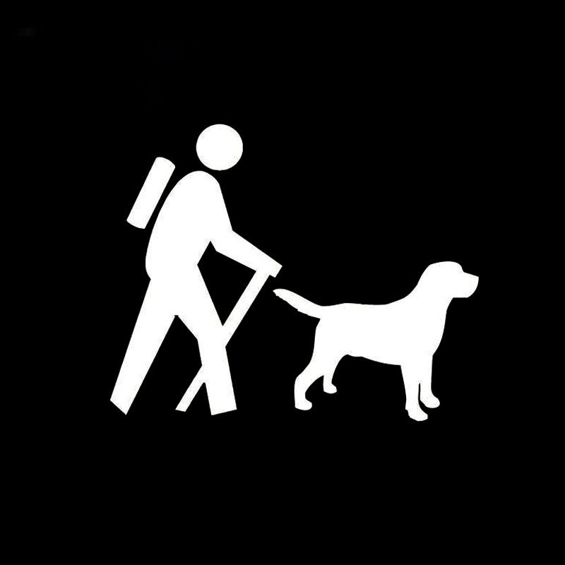 2018 NEW 13.9CM*11.2CM Hikers With Labrador Retriever Camping Decal Vinyl Car Sticker
