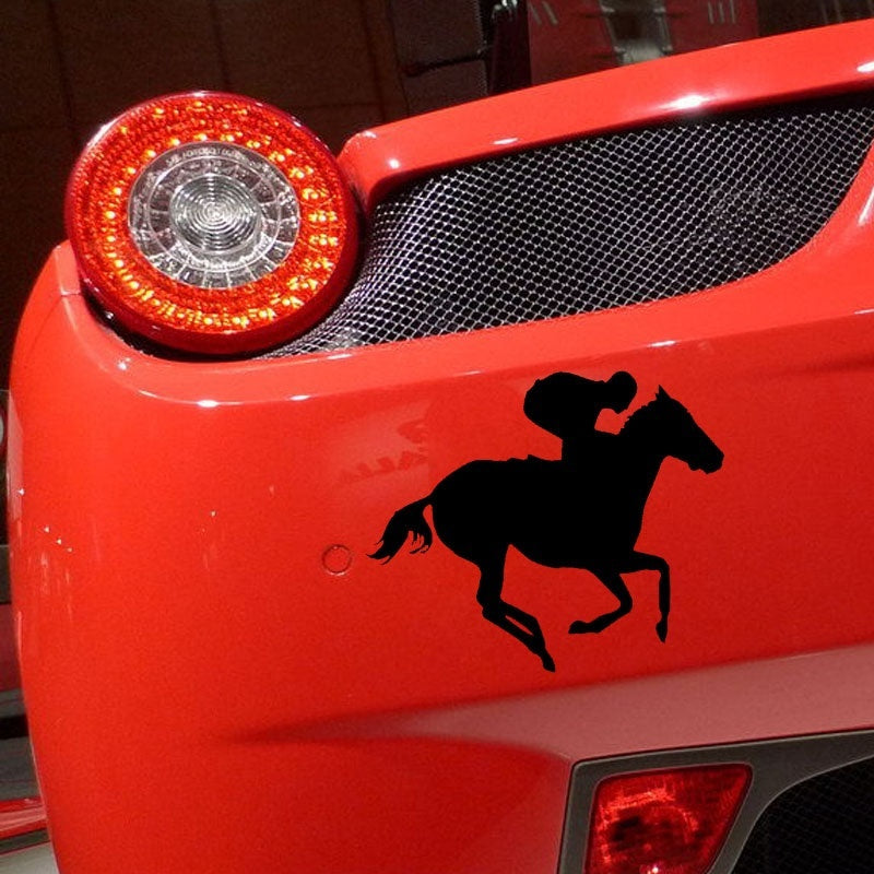 High-quality 1PCS 18.2*15.2CM Horse Racing Decals Personalized Car Stickers Car Cover Scratches  Decorative Accessories