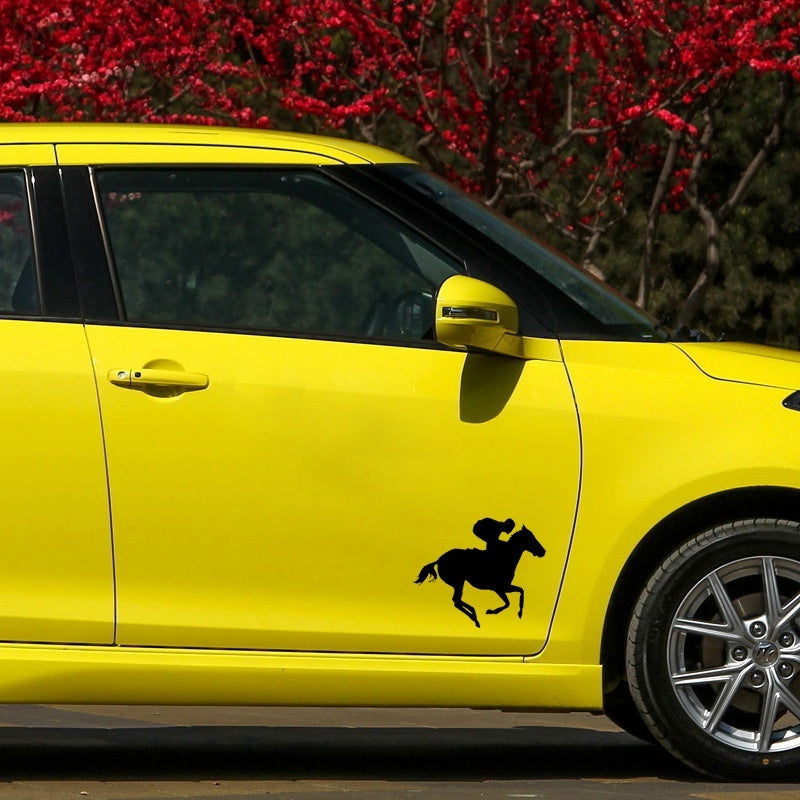 High-quality 1PCS 18.2*15.2CM Horse Racing Decals Personalized Car Stickers Car Cover Scratches  Decorative Accessories
