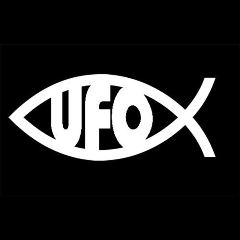 New Brand 17.8CM*7.6CM UFO Fish Decal Sticker Aliens Jesus Fish  Car Stickers For Car Styling Decoration