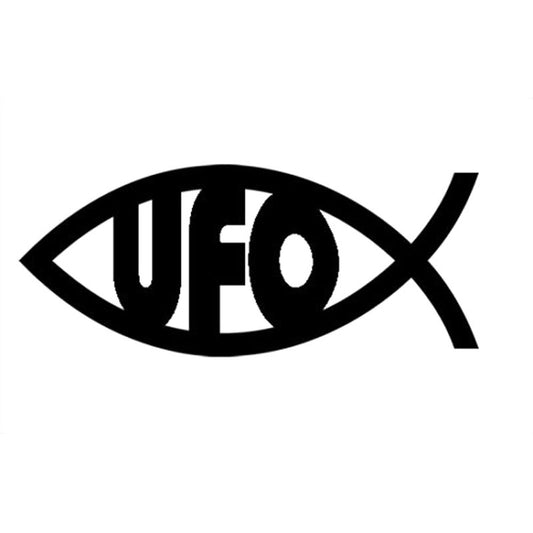 New Brand 17.8CM*7.6CM UFO Fish Decal Sticker Aliens Jesus Fish  Car Stickers For Car Styling Decoration