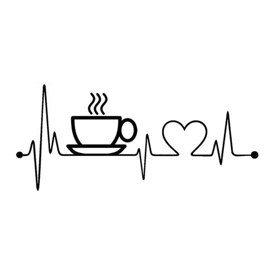 New Fashion 17cm*7.6cm Coffee Sup Heartbeat  Vinyl Stickers Car Accessories