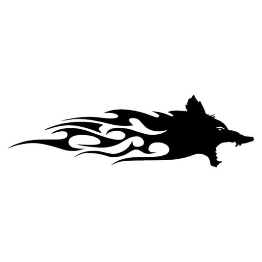 New Brand 1PCS 23*6.8CM Wolf Head Flames  Car Stickers Wild Personality Vinyl Car Styling Decal Black White