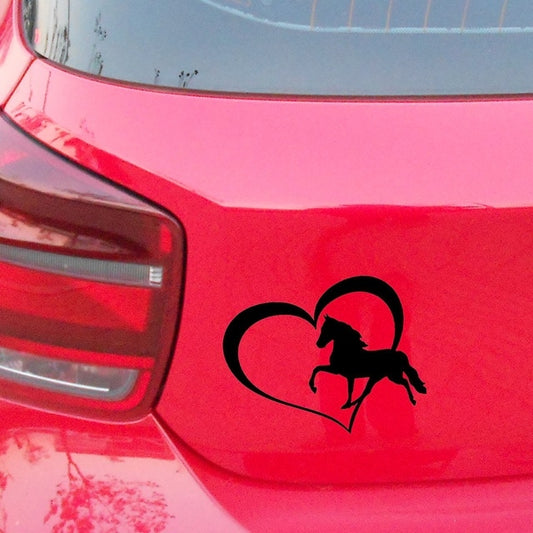 2018 NEW 1PCS 20cm x 17cm Horse Love Heart Vinyl Decal Sticker Car Window Bumper Pony Funny Sticker
