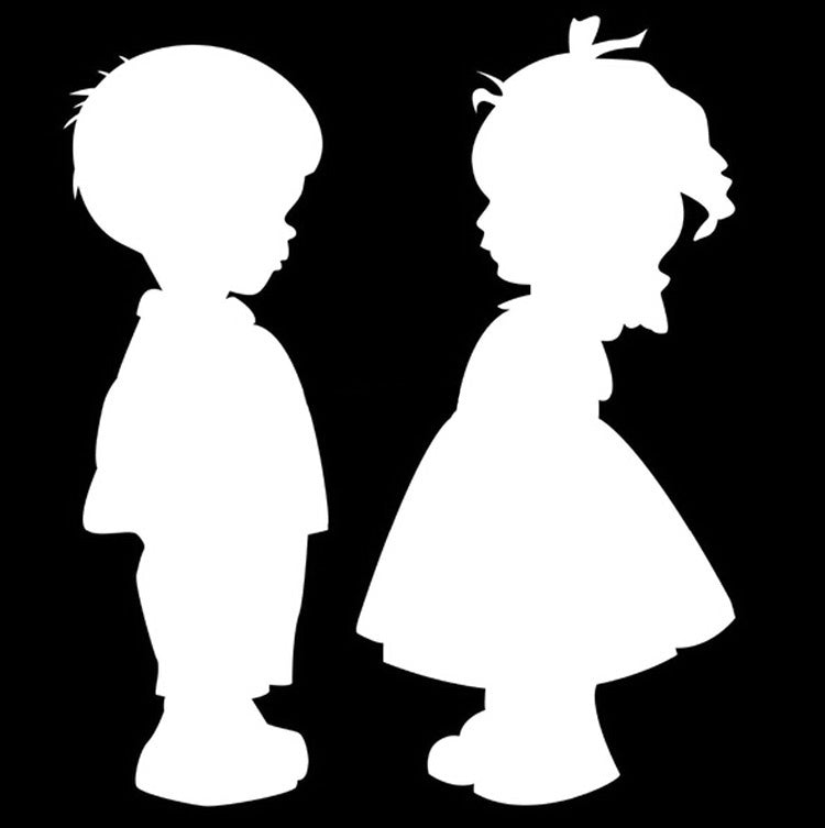 New Brand 12.5*15CM Cute Boys And Girls Holding Hands Motorcycle Decals Car Stickers Car Styling Accessories