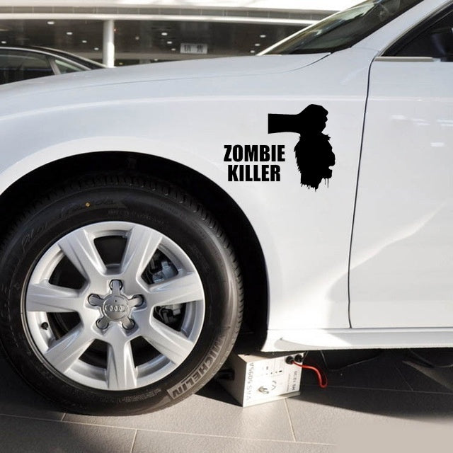 2018 NEW 1PCS 10*15cm Zombie Killer Man Head Funny Car Sticker Motorcycle Vinyl Decal