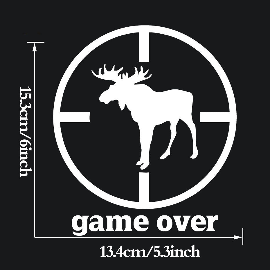 New Brand 1PCS 13.4*15.3CM Game Over Moose Goat Hunting Styling Car Sticker Accessories Waterproof Funny Vinyl Decals