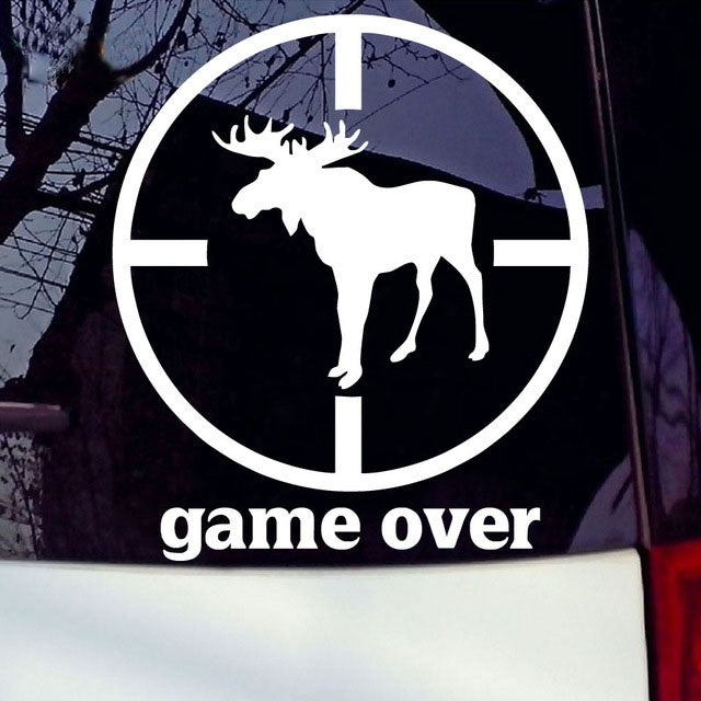 New Brand 1PCS 13.4*15.3CM Game Over Moose Goat Hunting Styling Car Sticker Accessories Waterproof Funny Vinyl Decals