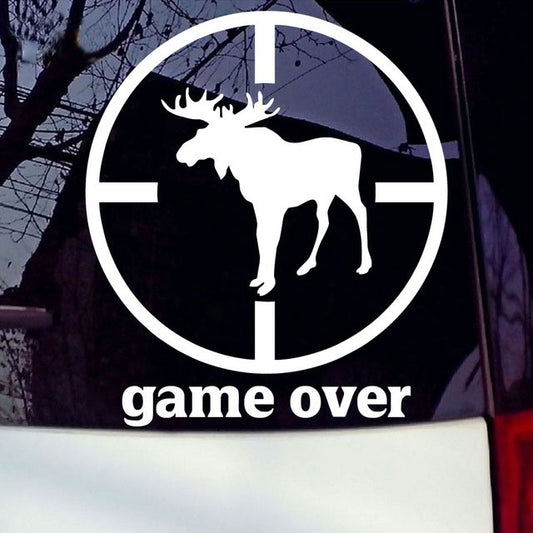 New Brand 1PCS 13.4*15.3CM Game Over Moose Goat Hunting Styling Car Sticker Accessories Waterproof Funny Vinyl Decals