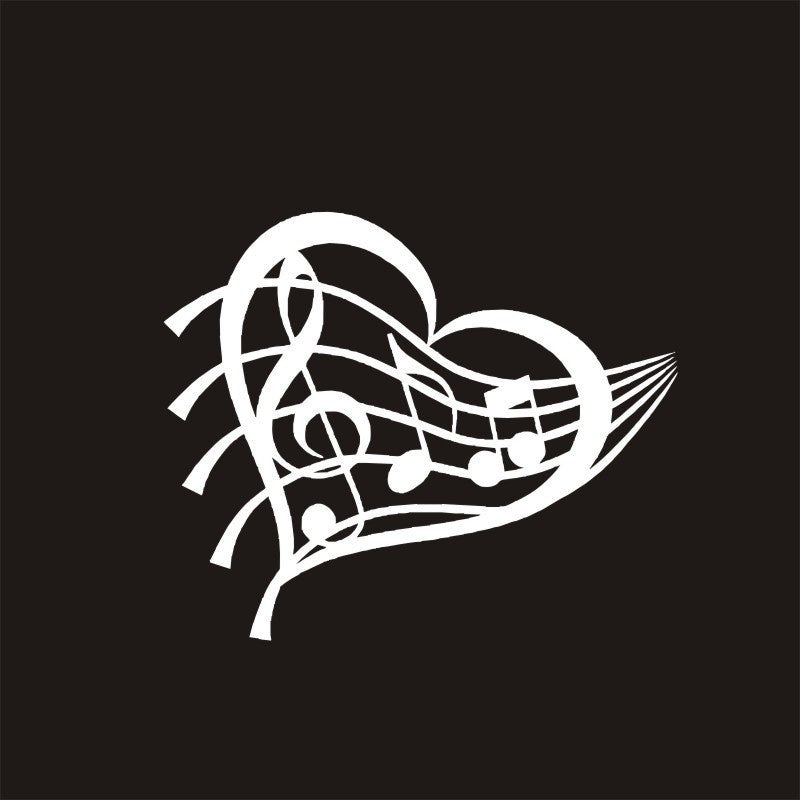 Hot 1PCS 13*15.5CM PVC Vinyl Love Heart Music Note Car Rear Window Sticker Self-adhesive Decal Car Decoration Accessories