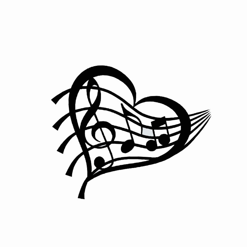 Hot 1PCS 13*15.5CM PVC Vinyl Love Heart Music Note Car Rear Window Sticker Self-adhesive Decal Car Decoration Accessories