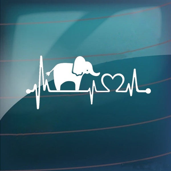 Fashion 1PCS 20.3cm*8.9cm Elephant Heartbeat Monitor Vinyl Car Styling Car Sticker
