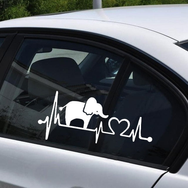 Fashion 1PCS 20.3cm*8.9cm Elephant Heartbeat Monitor Vinyl Car Styling Car Sticker