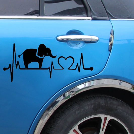 Fashion 1PCS 20.3cm*8.9cm Elephant Heartbeat Monitor Vinyl Car Styling Car Sticker