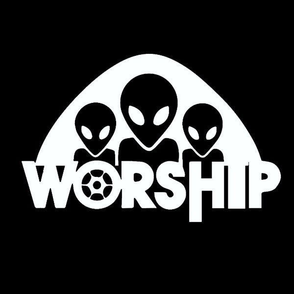 1PCS 16cm x 8cm Alien Worship Cute Cartoon Funny Car Sticker For Truck Window Bumper Auto SUV Door Vinyl Decal