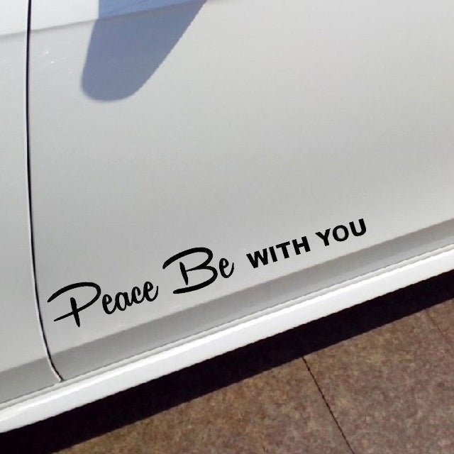 New Brand 1PCS 17.8*6.8CM PEACE BE WITH YOU Calssic Car Stickers Christian Religious Vinyl Car Styling Decals Black