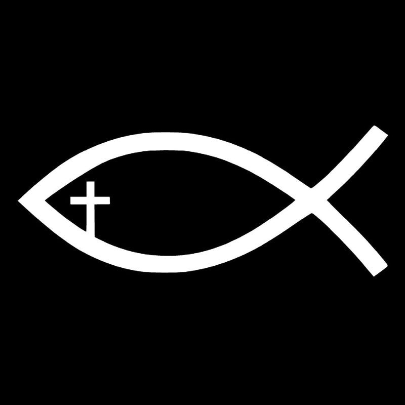 New Brand 15.2*6.4CM Jesus Fish Cross Car Stickers Car Styling Vinyl Decal