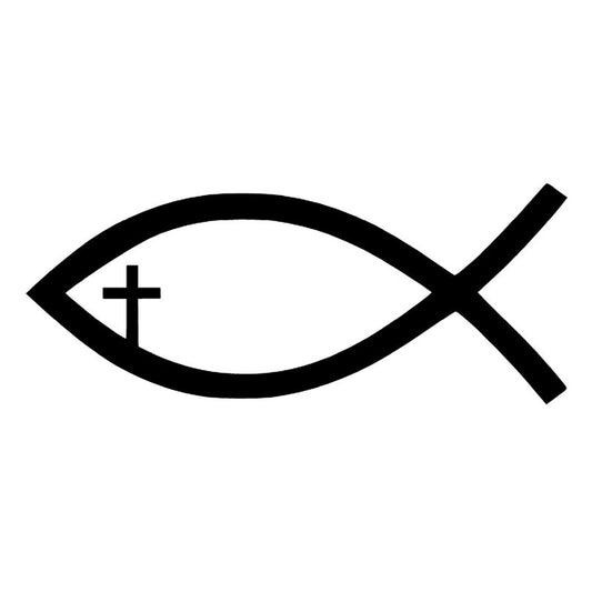 New Brand 15.2*6.4CM Jesus Fish Cross Car Stickers Car Styling Vinyl Decal