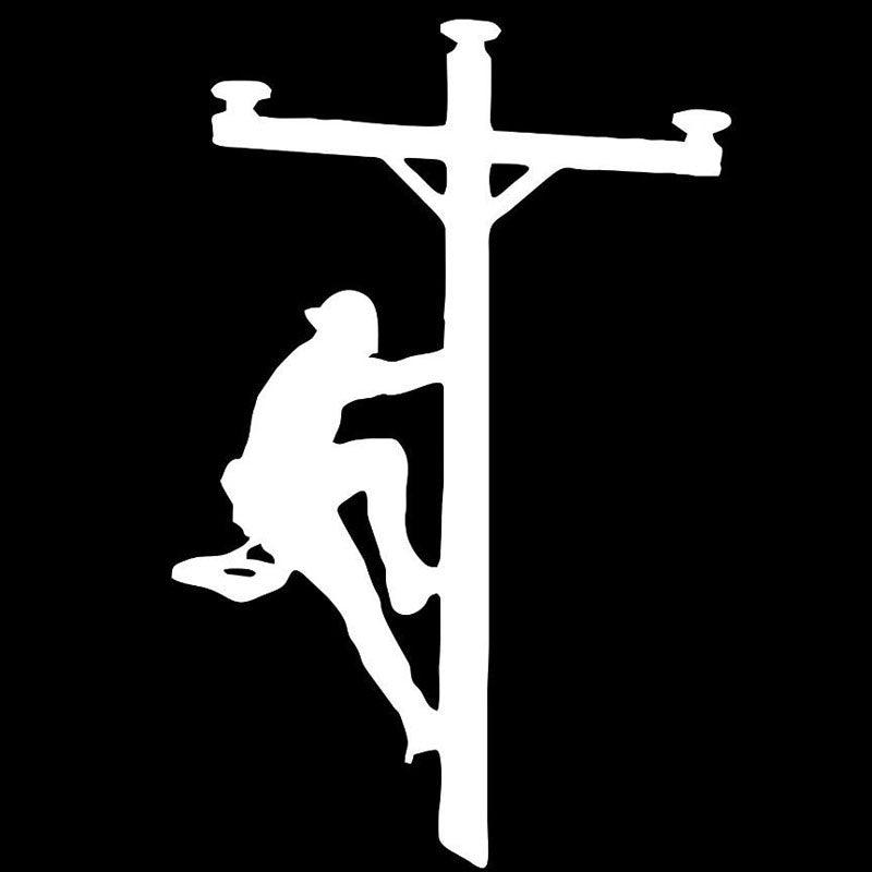 2018 NEW 9cm*13.7cm Lineman Electrician Hero Power Pole Fun Vinyl Car Sticker Decals Decor