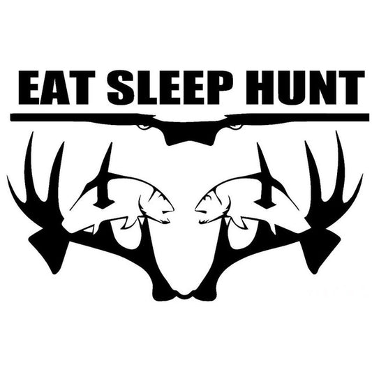 High-quality 1PCS 29.2CM*18.6CM Eat Sleep Hunt JDM Funny Vinyl Decal Sticker Car Styling Accessories Motorcycle Car Stickers Black White