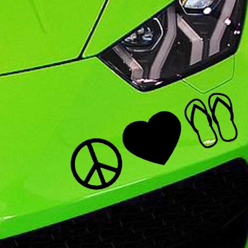 2018 NEW 4 Color Factory Outlets Car Sticker Heart Shape Peace Sign Flip-flops Car Styling Motorcycle Waterproof  Vinyl Decal