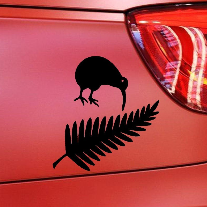 11.4*15CM 7 Colors Cute Animal Little Bird  Zealand Fern Car Sticker  Waterproof  Vinyl Decal