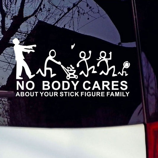 New Brand 1PCS 22*10cm Zombie No Body Cares About Your Stick Figure Family Car Stickers Vinyl Adhesive Window Stickers Creative Car Styling