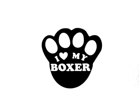 New Fashion I Love My Boxer Paw Print Dog Car Truck Window Sticker Vinyl Decal