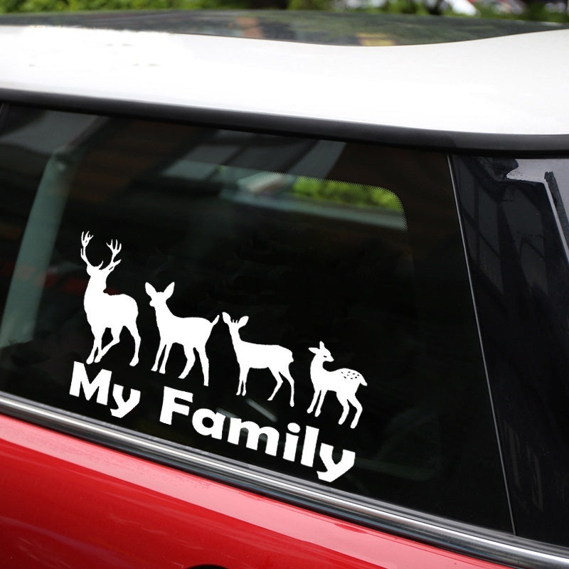 New Fashion 1PCS 16CM*9.6CM Family Hunting Deer Buck Vinyl Decal Car Stickers Auto Decal Accessories Car Styling Black White