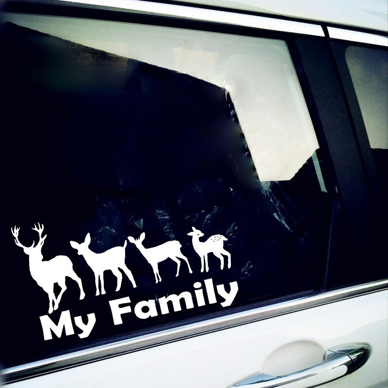 New Fashion 1PCS 16CM*9.6CM Family Hunting Deer Buck Vinyl Decal Car Stickers Auto Decal Accessories Car Styling Black White