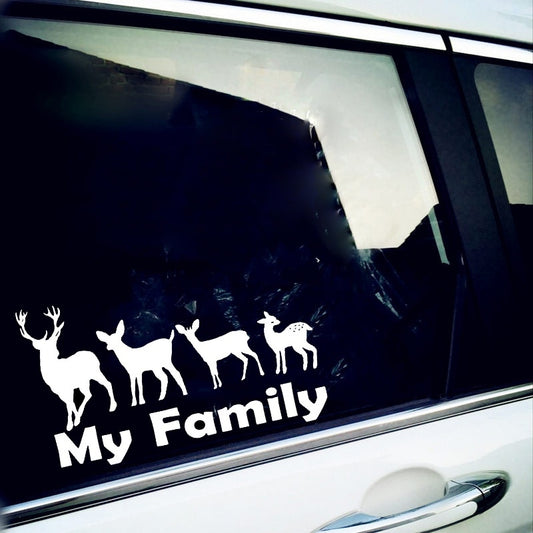New Fashion 1PCS 16CM*9.6CM Family Hunting Deer Buck Vinyl Decal Car Stickers Auto Decal Accessories Car Styling Black White