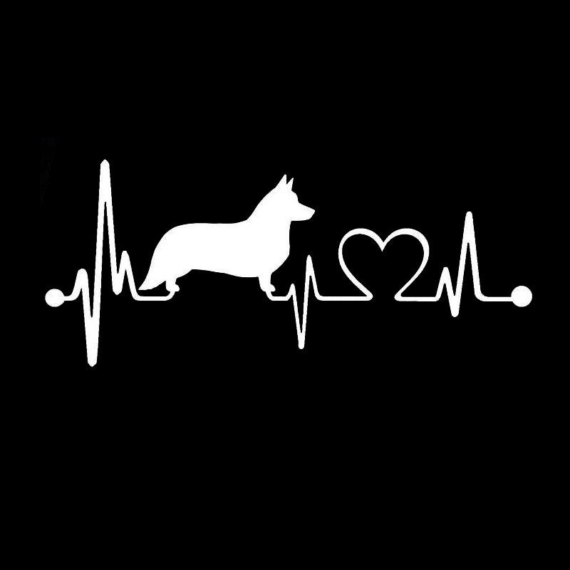 High-quality 1PCS 20*8.5CM Cardigan Welsh Corgi Dog Heartbeat Car Rear Windshield Decorative Sticker Cartoon Decals