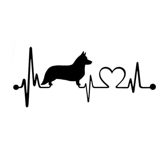 New Brand 15*6.4CM Cardigan Welsh Corgi Dog Heartbeat Car Rear Windshield Decorative Sticker Cartoon Decals