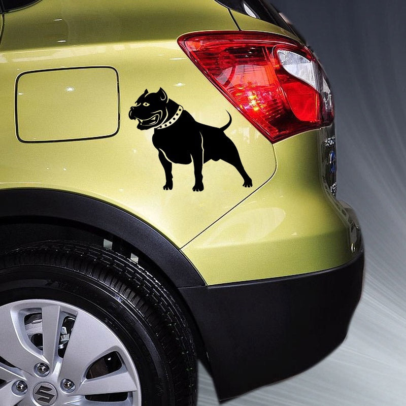 1PCS 17*20CM Pitbull Black Dog Car Stickers Cute Waterproof Vinyl Decal Car Styling Bumper Decoration