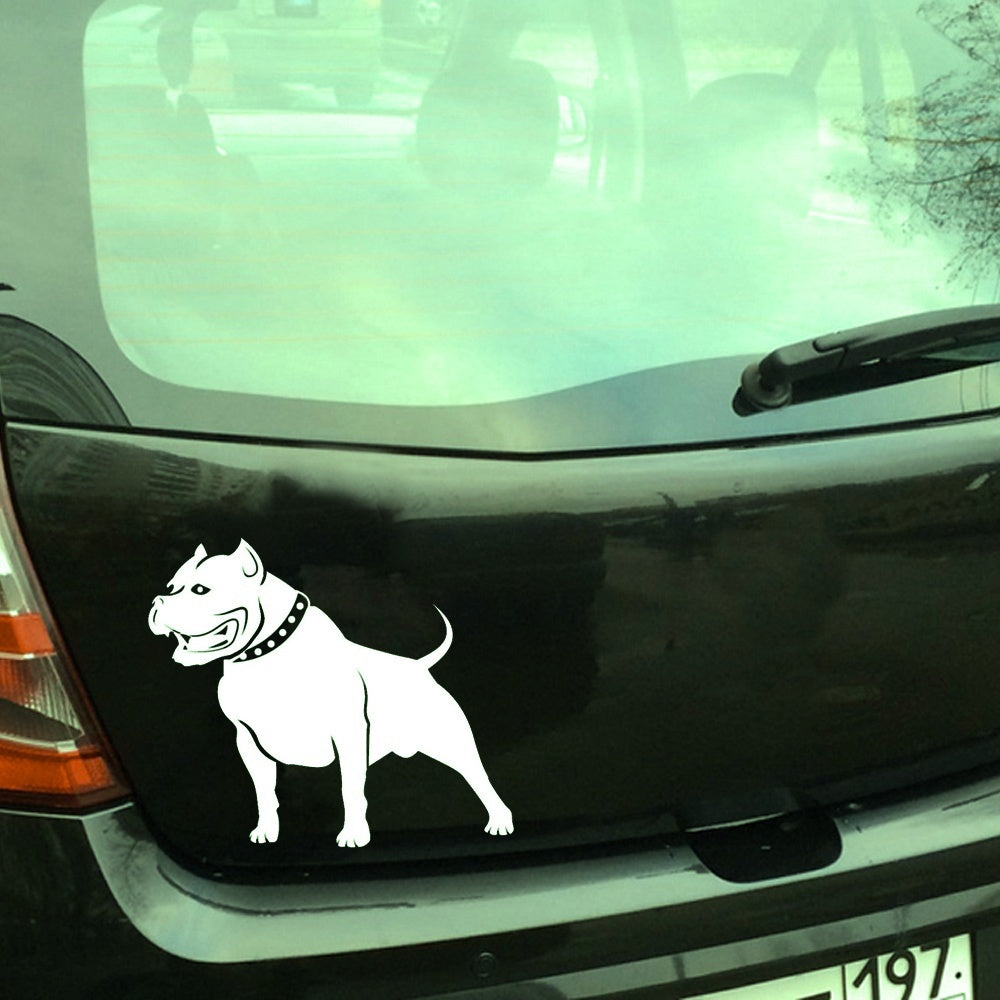 1PCS 17*20CM Pitbull Black Dog Car Stickers Cute Waterproof Vinyl Decal Car Styling Bumper Decoration