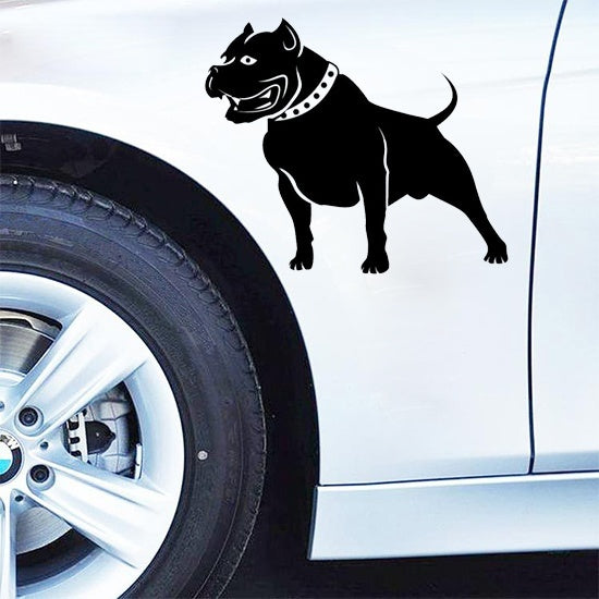 1PCS 17*20CM Pitbull Black Dog Car Stickers Cute Waterproof Vinyl Decal Car Styling Bumper Decoration