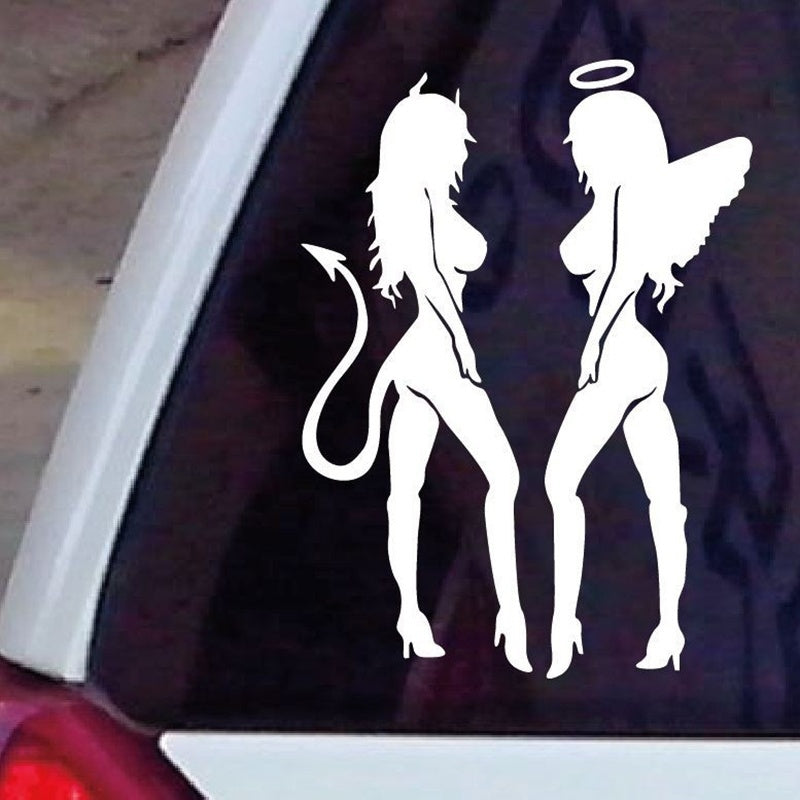 2018 NEW 1PCS 16*11CM The Angel and The Devil Vinyl PVC Car Stickers Decal