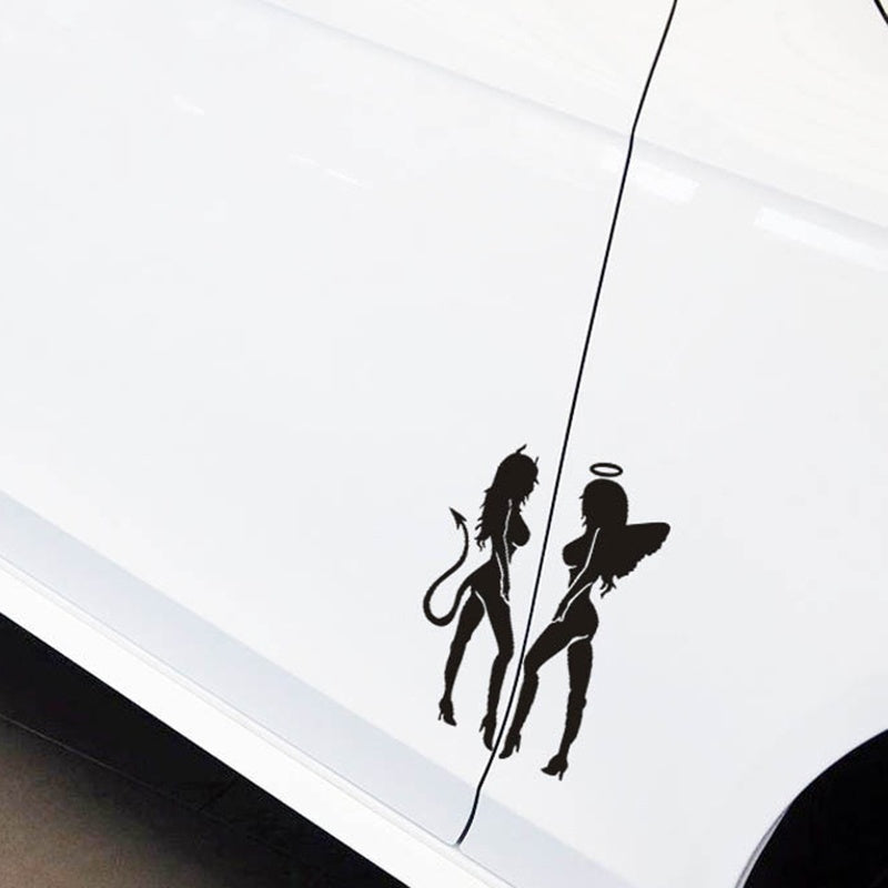 2018 NEW 1PCS 16*11CM The Angel and The Devil Vinyl PVC Car Stickers Decal