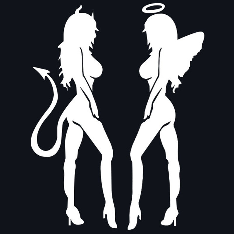 2018 NEW 1PCS 16*11CM The Angel and The Devil Vinyl PVC Car Stickers Decal